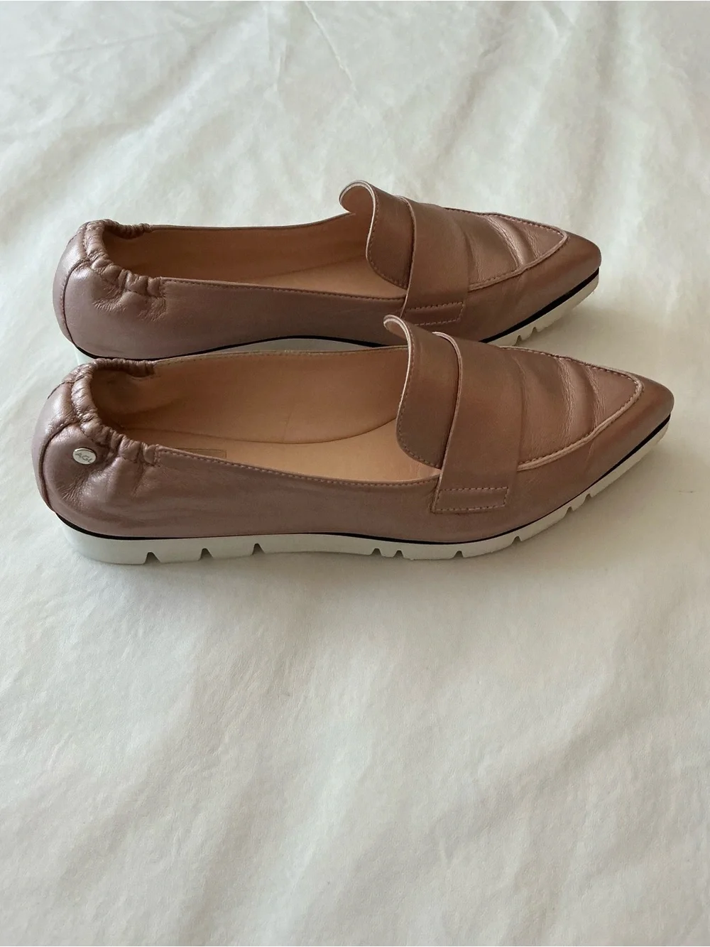 AGL Micro Pointed Toe Loafer in Metallic Rose Pink Leather Size 42 - Picture 4 of 10